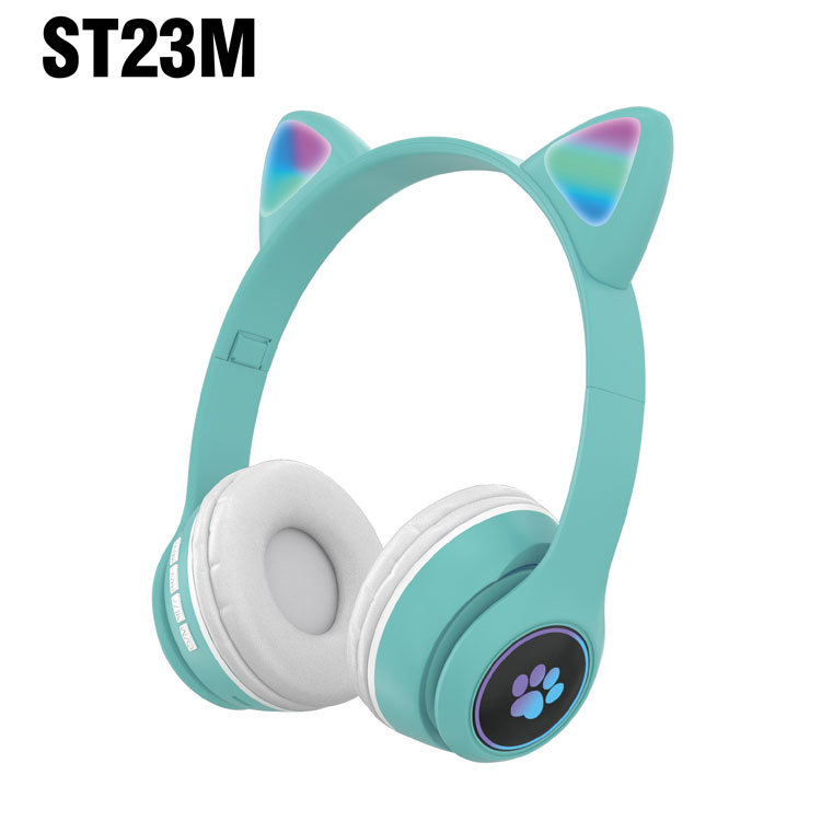 ST23猫抓耳机猫耳朵头戴式蓝牙耳机炫彩发光通话头戴式蓝牙耳机